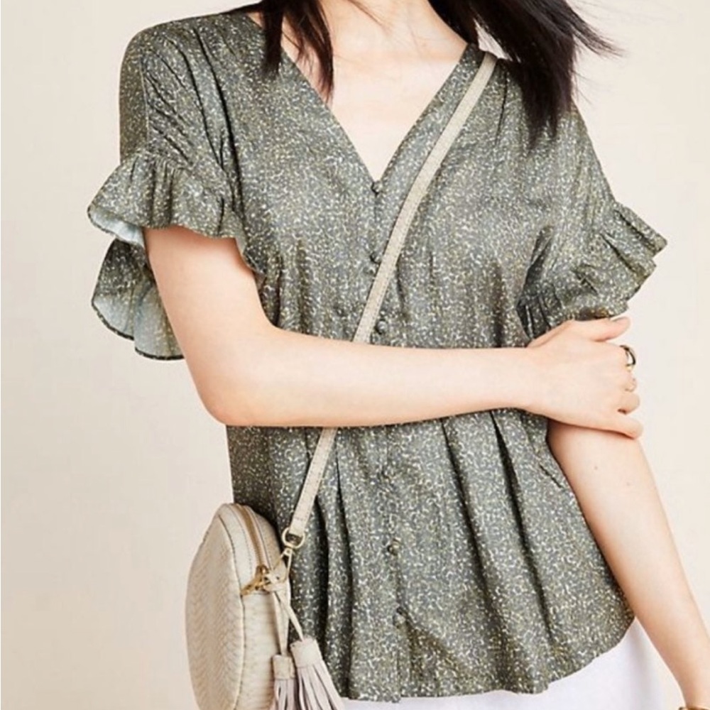 Anthropologie Dolan Green Speckled Top - S